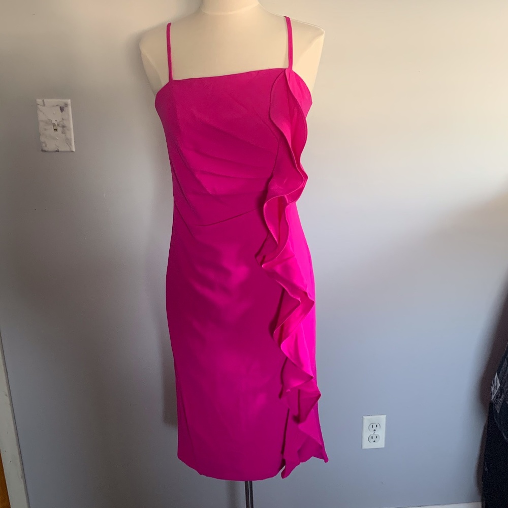 Hot Pink Ruffle dress, Size S